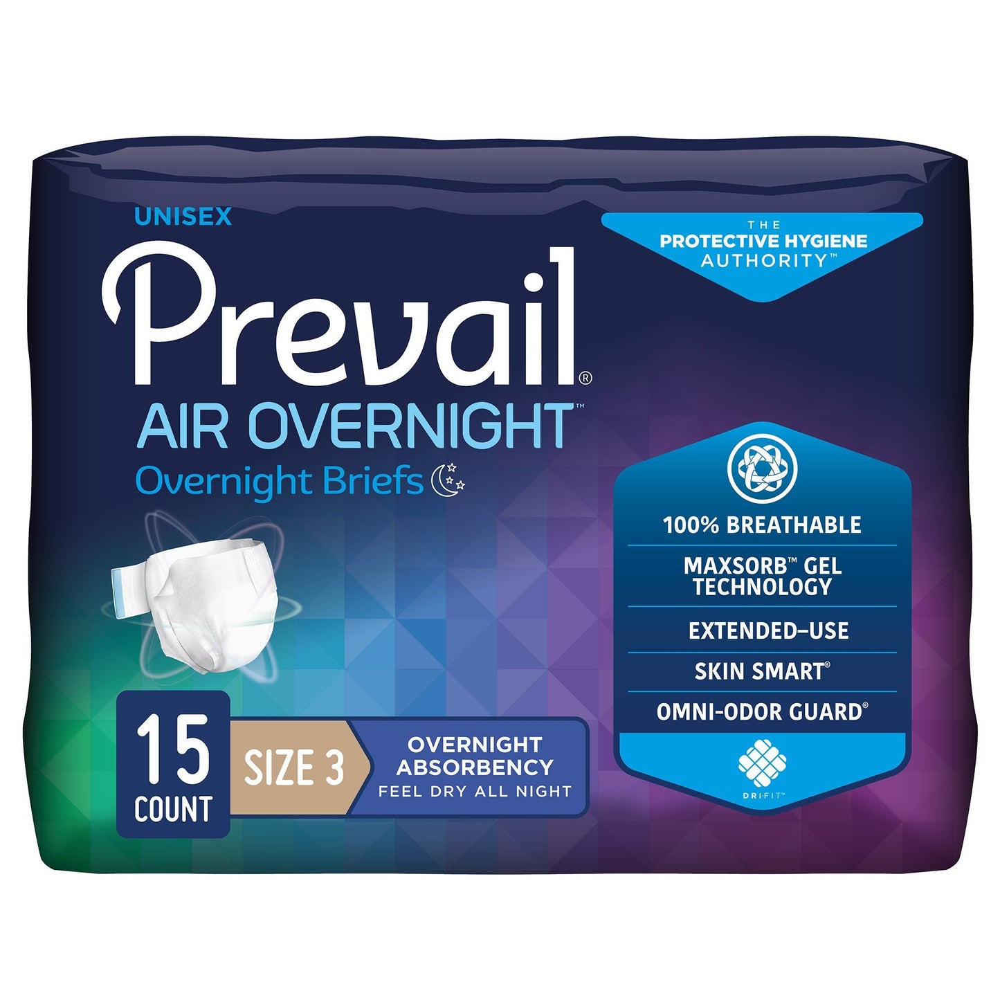 Prevail AIR Overnight Briefs, Heavy Absorbency